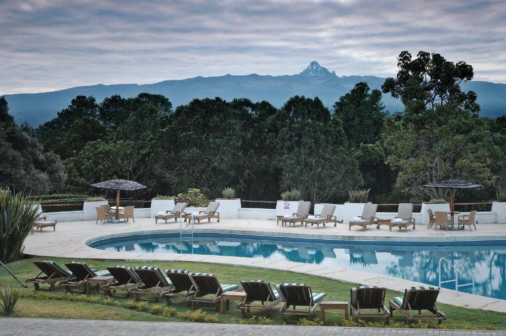 Mount Kenya Safari Club gardens with Mount Kenya in background